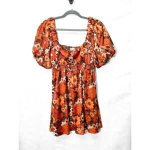 Altar'd State Floral Mini Dress Cottagecore Puff Sleeve Medium y2k coquette